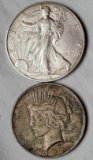 1996 1 Troy Oz .999 Silver Eagle and 1922 Peace Dollar