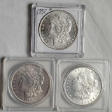 3 Morgan Silver Dollars - NM/MS/UNC - 1882-O, 1883-O and 1896