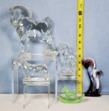 Heisey & Other Glass Horse Figurines and Scottie Dog