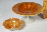 2 Pcs Steuben Gold Aurene Glass with Calcite Exterior