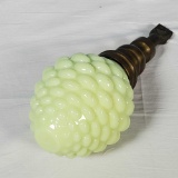 1800s Jade Opaline Glass Egg Form Hobnail Newel Post with Brass Mount