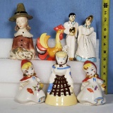 Tray Lot of Mid-Century Figurines with Hull, Cordey, Clemson, and Holt Howard