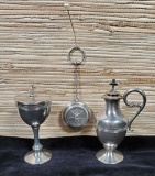 Antique 3 Pc. Silver Plate Religious Communion Set