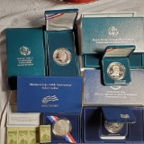 4 Commemorative US Silver Coins, All in Display Cases with Boxes and Sleeves