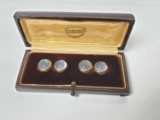 Pair Antique Moonstone Set in 14k Gold Cufflinks in Orig. Box