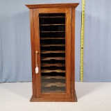 Petite Antique Oak Glass Front Filing Cabinet