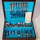 50 pc Service for 8 Riviera Revisited 1954 Rogers & Bros Silver Plate Flatware with Chest