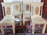 4 Wood Chairs from India Partially Stripped / Shabby Chic