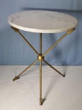 Marble Top Accent Table with Iron Arrow Pedestal