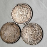 3 Morgan Silver Dollars - 1886, 1889 and Punched 1894