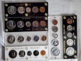 Six Silver Proof Display Sets in Display Cases - 1954, two 1956, 1957, 1958 and 1960