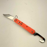 Schrade Walden, NY Stainless Steel Orange Paratrooper Auto Knife