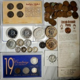 Tray Lot of US Coinage with Morgan Dollar, Misc Silver, Buffalo Nickels, Wheat Cents and More