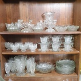 85 pc Iris and Herringbone Clear Crystal Luncheon Set for 12