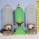 3 Art Deco Pillar Lamps