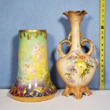 Royal Bonn and R St K Turn Tepliz Hand Painted Porcelain Vases