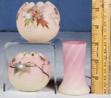 3 Antique Webb Burmese Miniature Vases