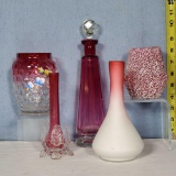 5 Pcs Victorian Cranberry and Related Glass