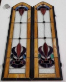 Pair Of Recycled Stained Glass Panels