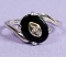 10k White Gold Black Onyx & Diamond Accent Ring