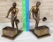 Johnson Bronze Co. Pair Of Sculpture Of Foundry Worker / Smelter Bookends