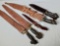 Lot Of 5 Philippines Bolo & Kris Knives With Leather Sheaths