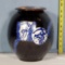 Vintage Japanese Pottery Covered Jar signed Tsukashi