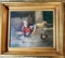 Antique Oil on Canvas Painting of Girls in Courthard By F. Tilgner