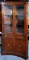 Mahogany Vintage Corner Cabinet with Curved Glass Doors