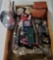 Tray Lot Of Collectibles, Knives, Hub Cap, Camera, Flint Arrow Heads & More