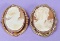 2 Antique Pin / Pendant Carved Shell Cameos