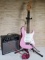 Pink Squire Mini Electric Guitar with Acoustic Amp