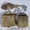 3 Middle East Brass Belt Coin Purses or Betel Nut Lime Boxes