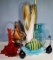 9 Pcs Mid Century Retro Glass Vases, Baskets and Sculptural Figures