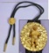 10k Gold Bear on Gold Nugget Background Bolo signed KW