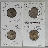 4 Shield Nickel DDO Die Error Varieties 1867, 1868, 1873 and 1874