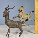 2 Bronze Figures; Flying Horse of Gansu & Impala