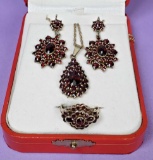 3 Pcs. Antique Garnet Jewelry