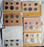 6 US Silver Mint Sets - 1956, 1961, 1962, 2 - 1963 and 1964