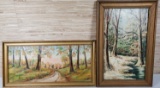 2 Vintage Framed Oil On Board Landscapes