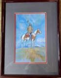 Gouache painting of Native American on Horseback W. J. Dykgreve ?