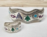 Native American Sterling Cuff Bracelet & Ring Set by Carlisle Jewelry Co.