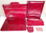 Set of 5 Red Eel Skin Business Accoutrements