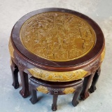 Chinese Two Tone Teak Tea Table