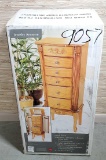 New in Box Oak Lift Top Jewelry Armoire