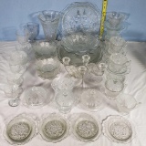 Approx 59 pcs Jeanette Crystal Iris and Herringbone Depression Glass