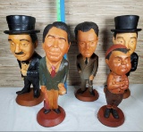 Lot Of 5 Esco Products Chalk Statues Of Ronald Reagan, Cary Grant, 2 Reggie Van Gleason III & Spanky