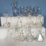 Heisey Glass Cruets and Colognes and 2 Cut Crystal Cruets