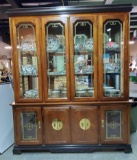 USA Made Chinoiserie China/ Display Lighted Top & Base Cabinet