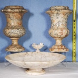 Marble and Alabaster Lamp Base Urns, Compote and More